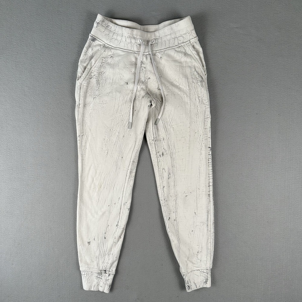 Lululemon Warm Down Jogger 7/8 Women's 4 Thread Dye White Black Sweatpants